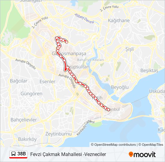 38B bus Line Map