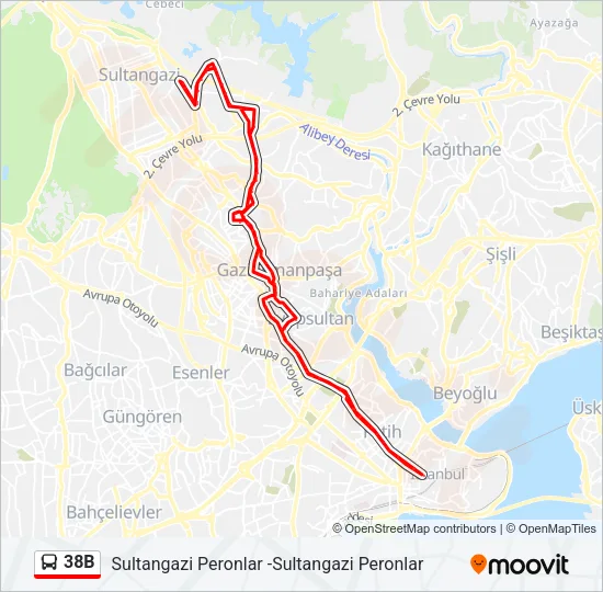 38B Bus Line Map