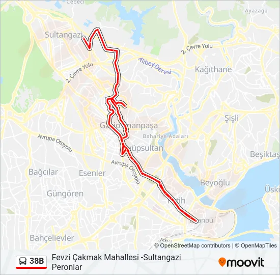 38B Bus Line Map