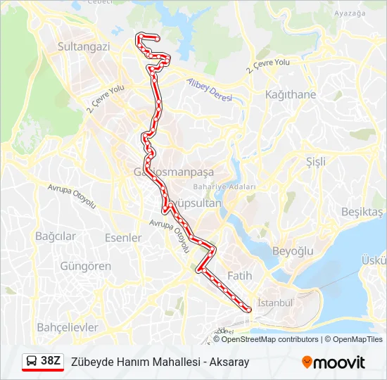 38Z Bus Line Map
