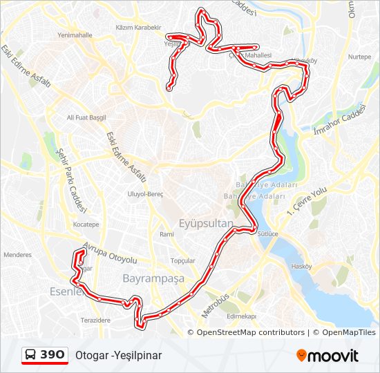 39O bus Line Map