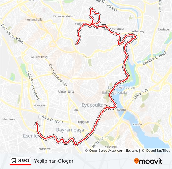 39O bus Line Map