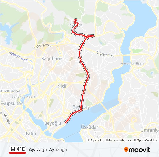 41E bus Line Map