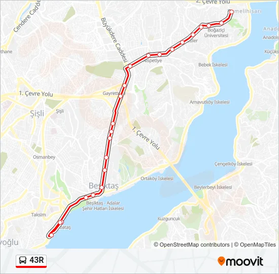 43R Bus Line Map
