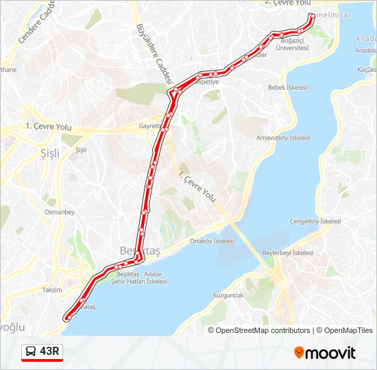 43R Bus Line Map