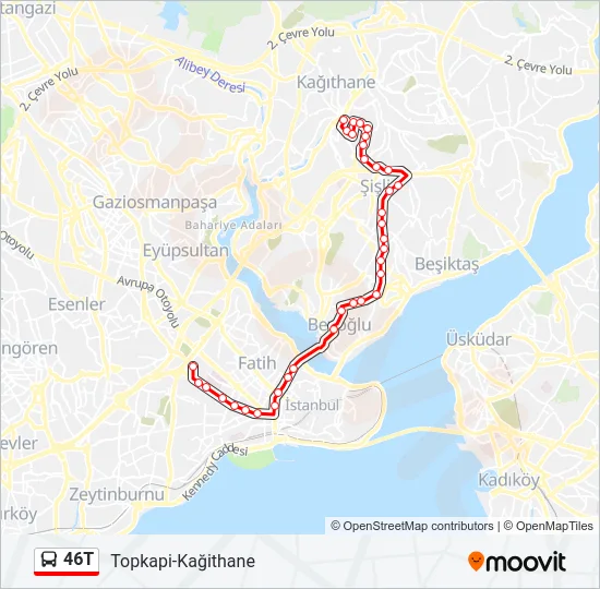 46T Bus Line Map