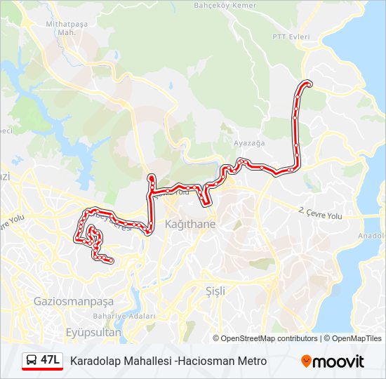 47L otobüs Hattı Haritası