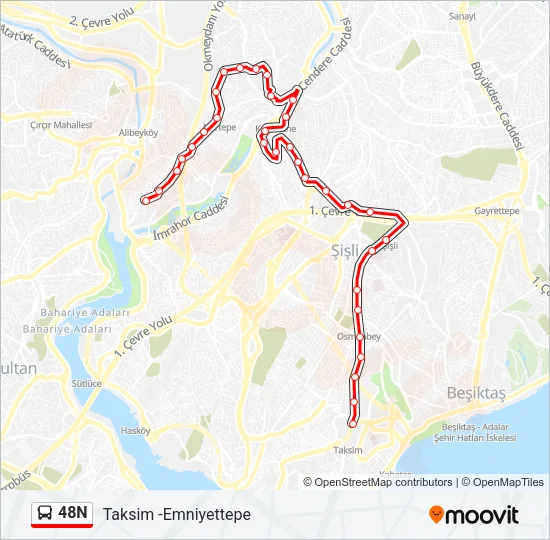 48N Bus Line Map