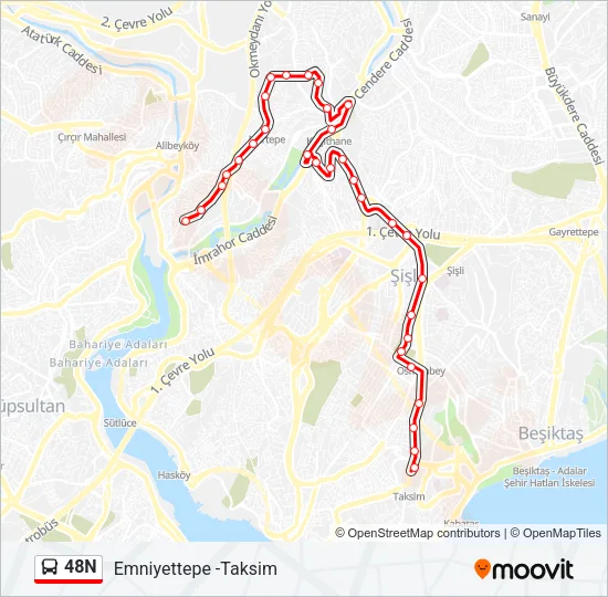 48N Bus Line Map