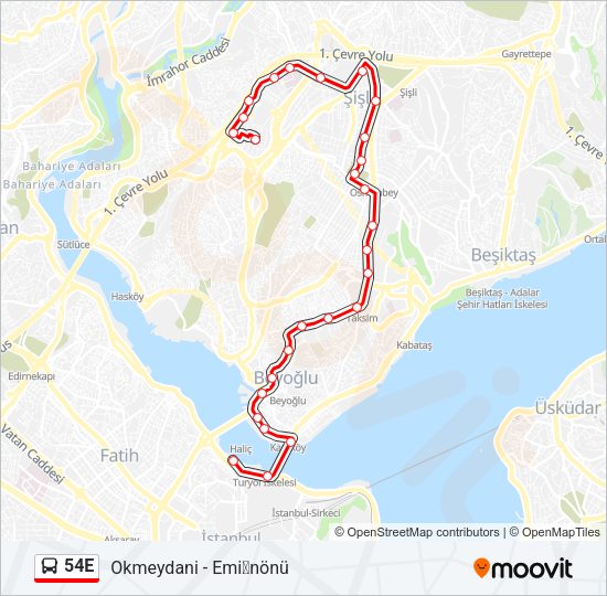 54E Bus Line Map