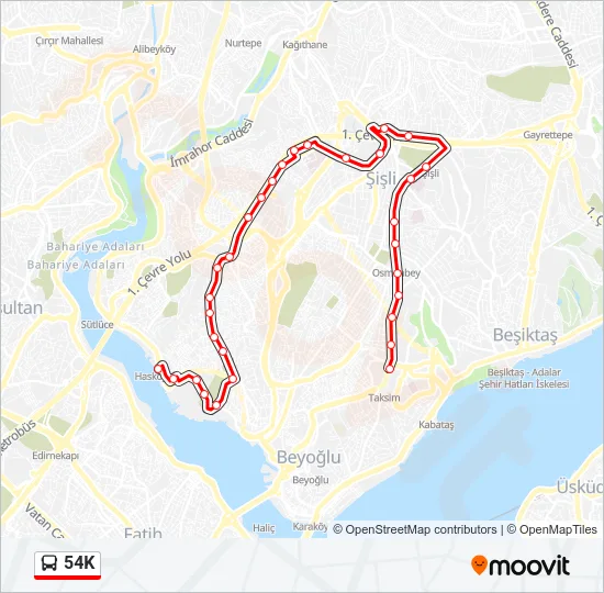 54K Bus Line Map