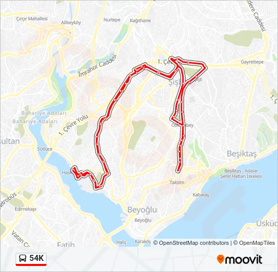 54K Bus Line Map