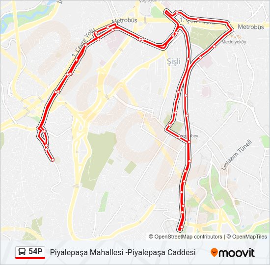 54P Bus Line Map