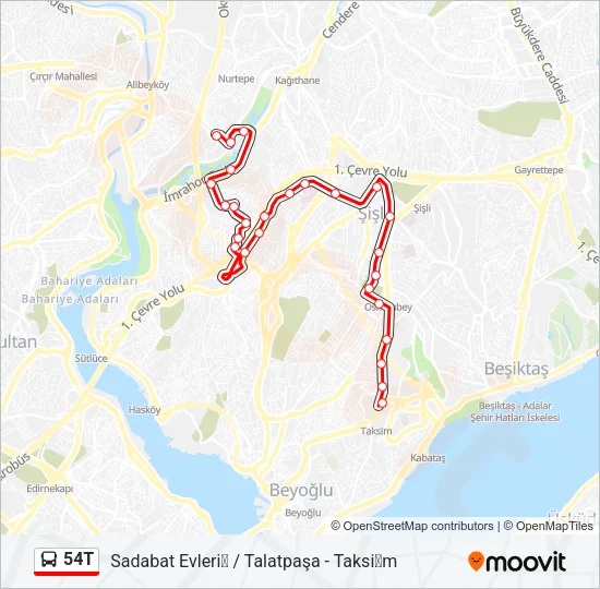 54T Bus Line Map