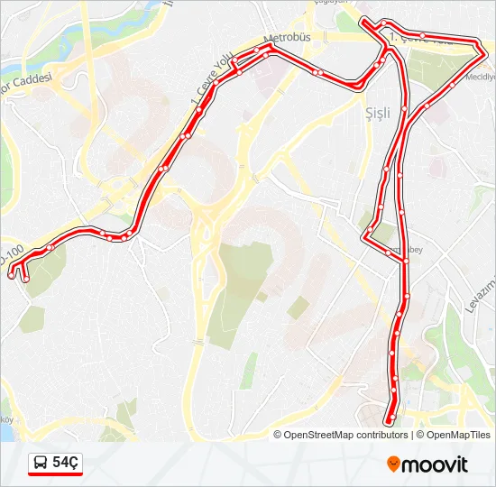 54Ç Bus Line Map