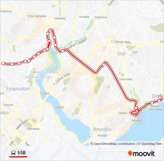 55B Bus Line Map