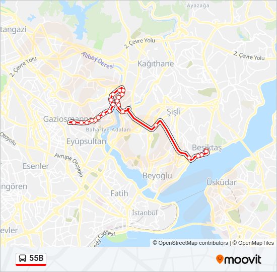 55B Bus Line Map