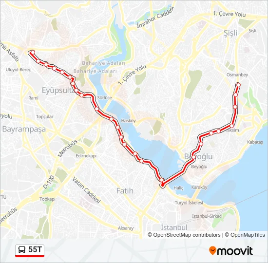 55T Bus Line Map