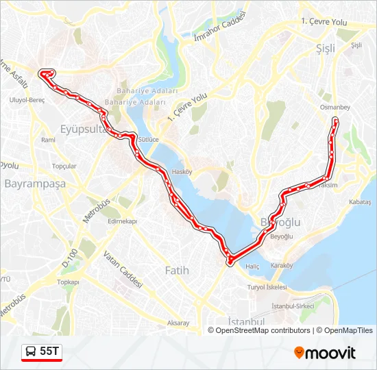 55T Bus Line Map