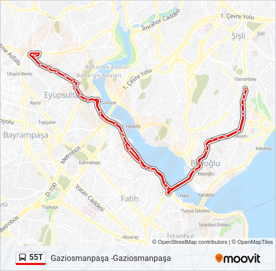 55T bus Line Map