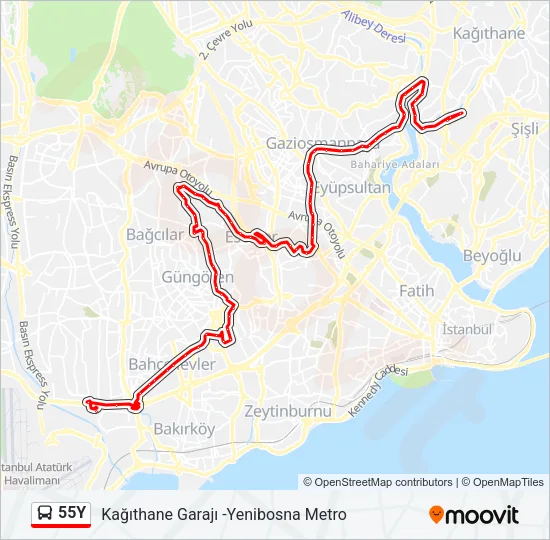 55Y Bus Line Map