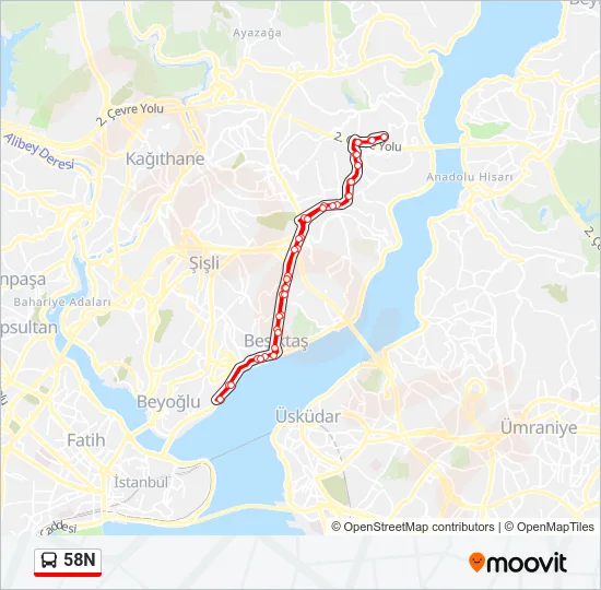 58N Bus Line Map