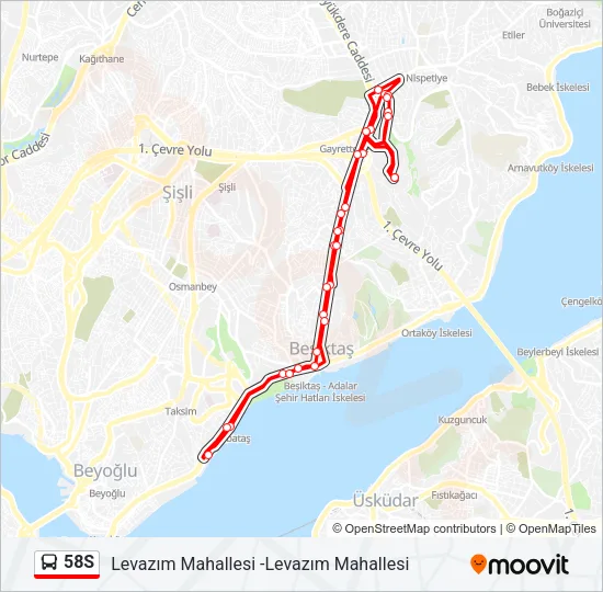 58S Bus Line Map