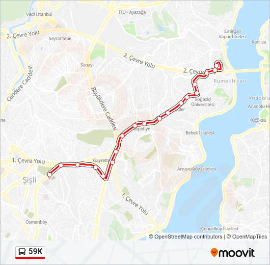 59K Bus Line Map