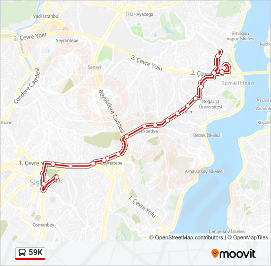 59K Bus Line Map