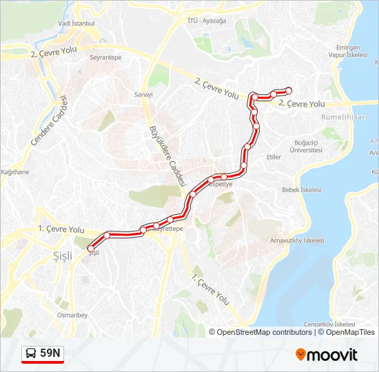 59N Bus Line Map