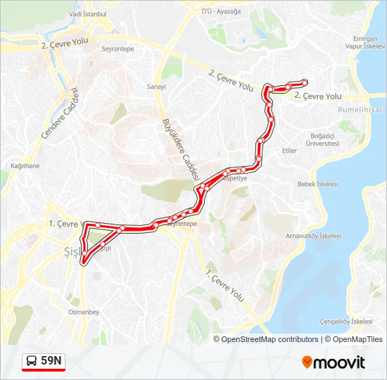 59N Bus Line Map