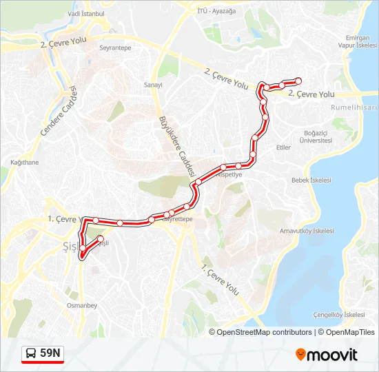 59N Bus Line Map