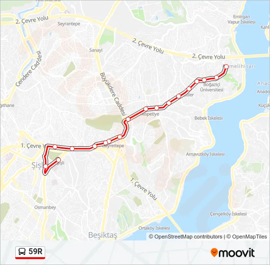 59R Bus Line Map