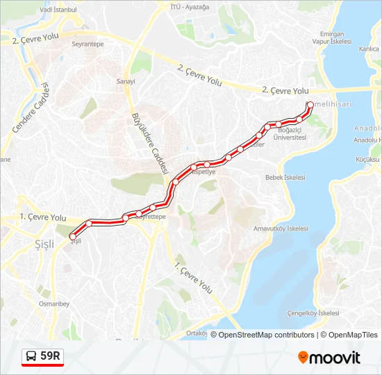 59R Bus Line Map
