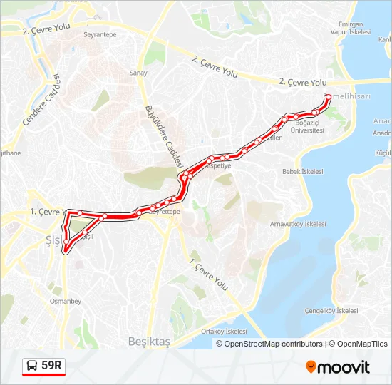 59R Bus Line Map