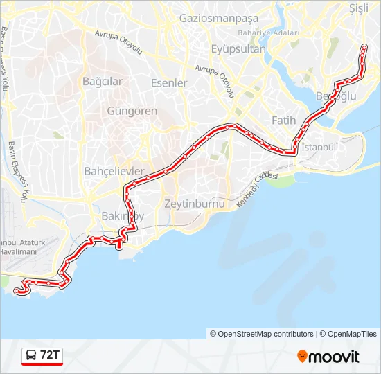 72T Bus Line Map