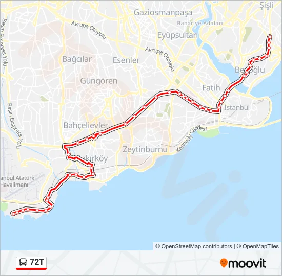 72T Bus Line Map