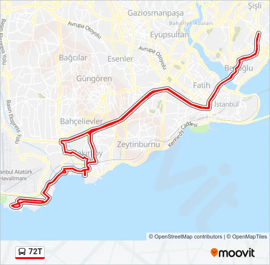 72T Bus Line Map