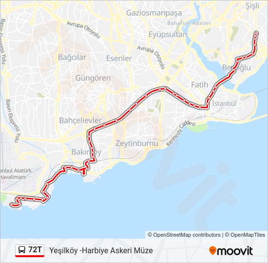 72T bus Line Map