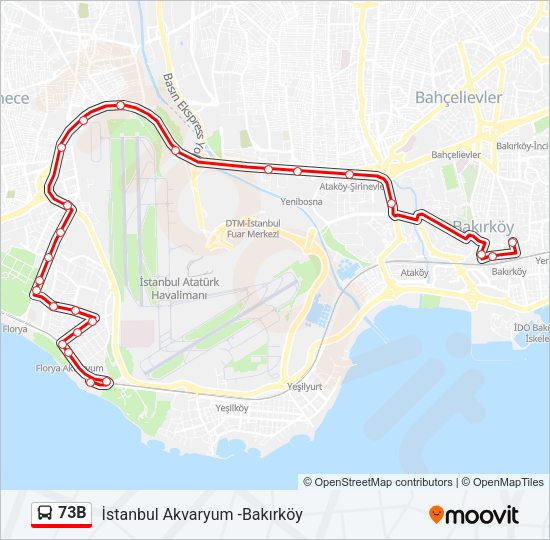73B Bus Line Map