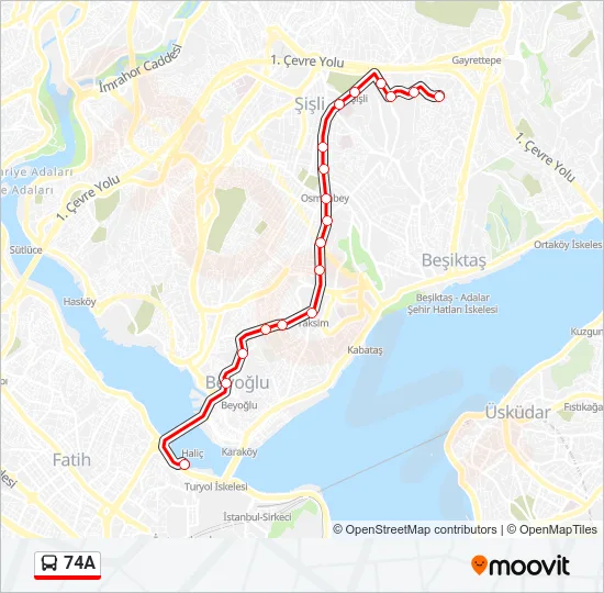 74A Bus Line Map
