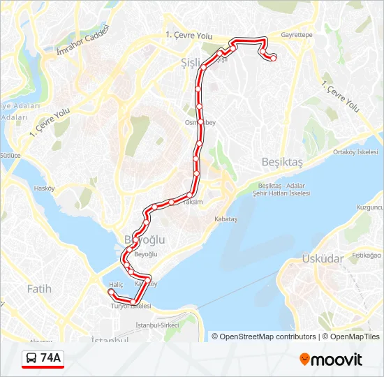 74A Bus Line Map