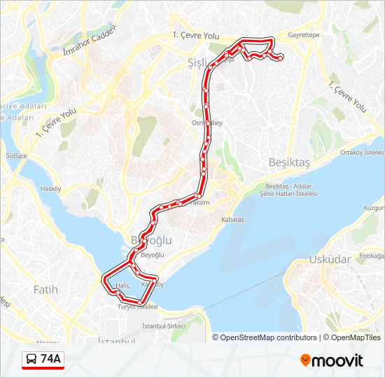 74A Bus Line Map