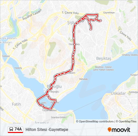 74A bus Line Map