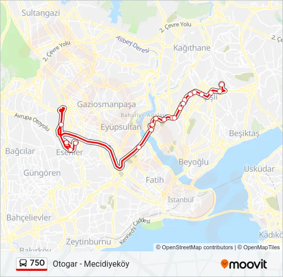 75O Bus Line Map
