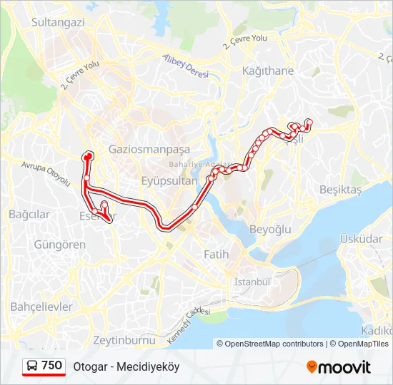 75O Bus Line Map