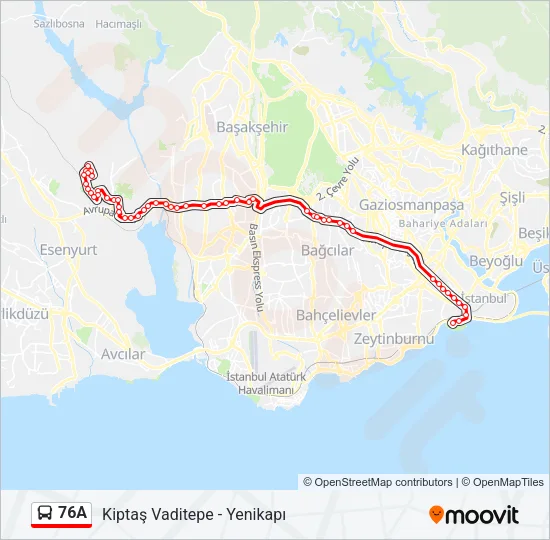 76A Bus Line Map