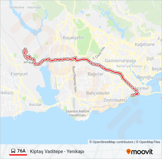 76A Bus Line Map