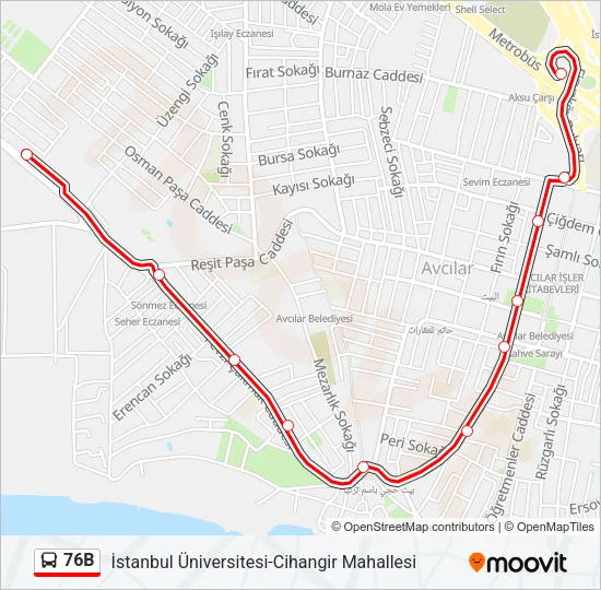 76B Bus Line Map