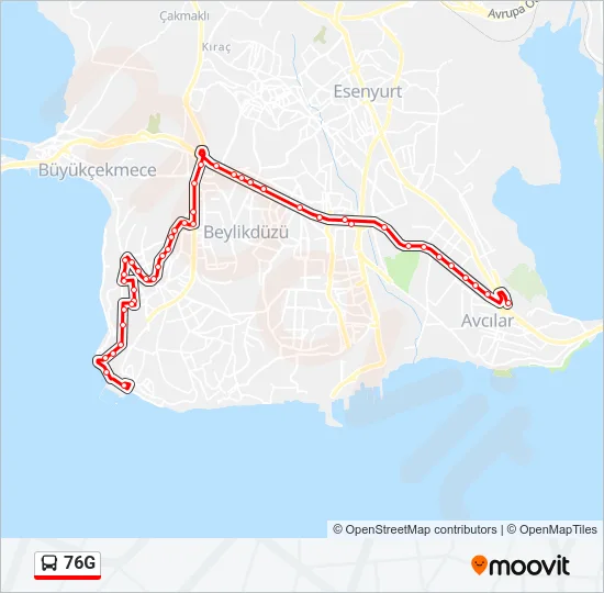 76G Bus Line Map